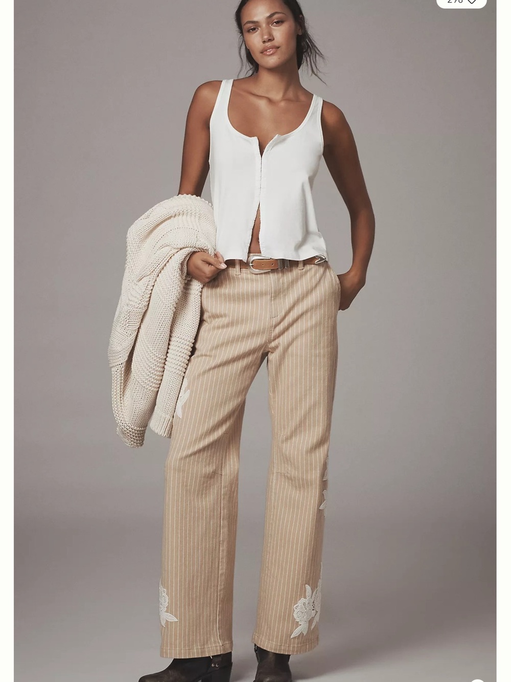 NWT By Anthropologie Lace-Embellished Railroad Pants